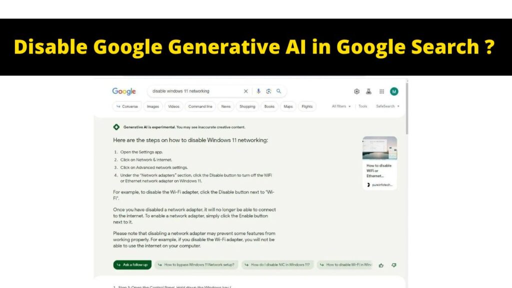 Disable Google Generative AI